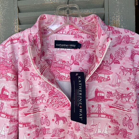Katherine Way Ana Maria 1/4 Zip Pullover Mackinac Pink Pony Sz S NWT - Picture 9 of 16